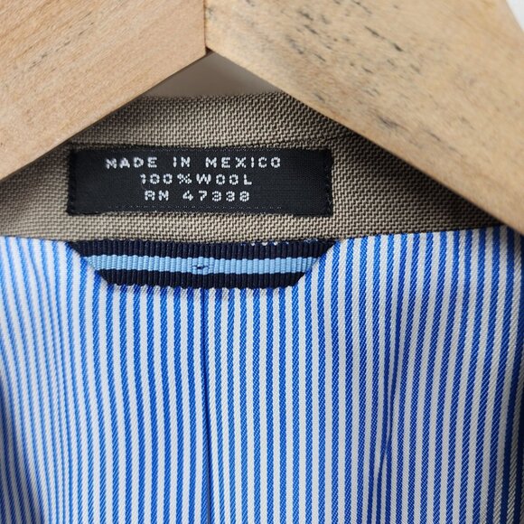 Tommy Hilfiger Mens Tan Light Brown Wool Blazer Size R38 2-Button Jacket Pockets - Picture 7 of 8